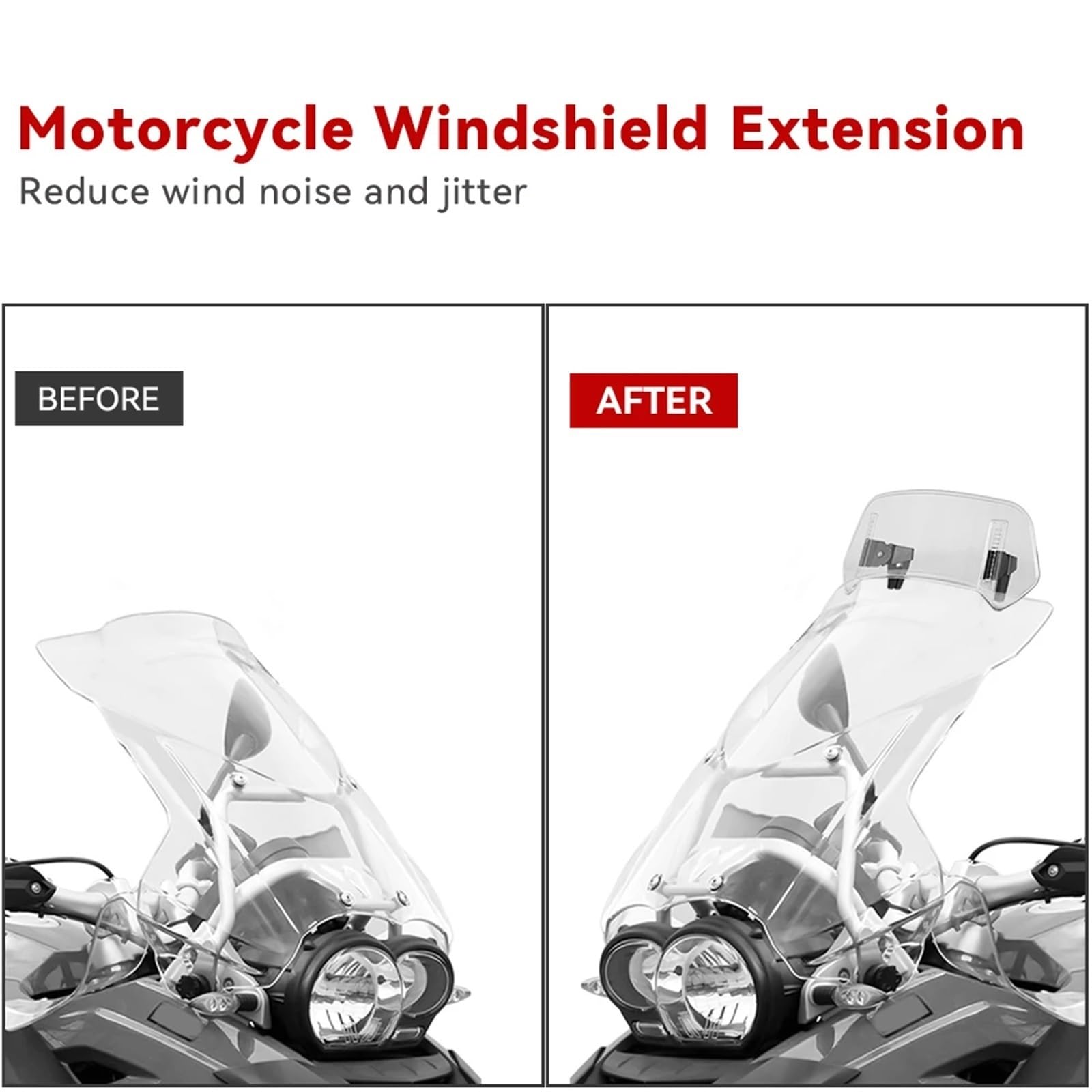 Parabrezza Deflettore aria per parabrezza universale Risen Clip On per moto BMW R1200GS XADV Tmax Scooter(Large Clear A)