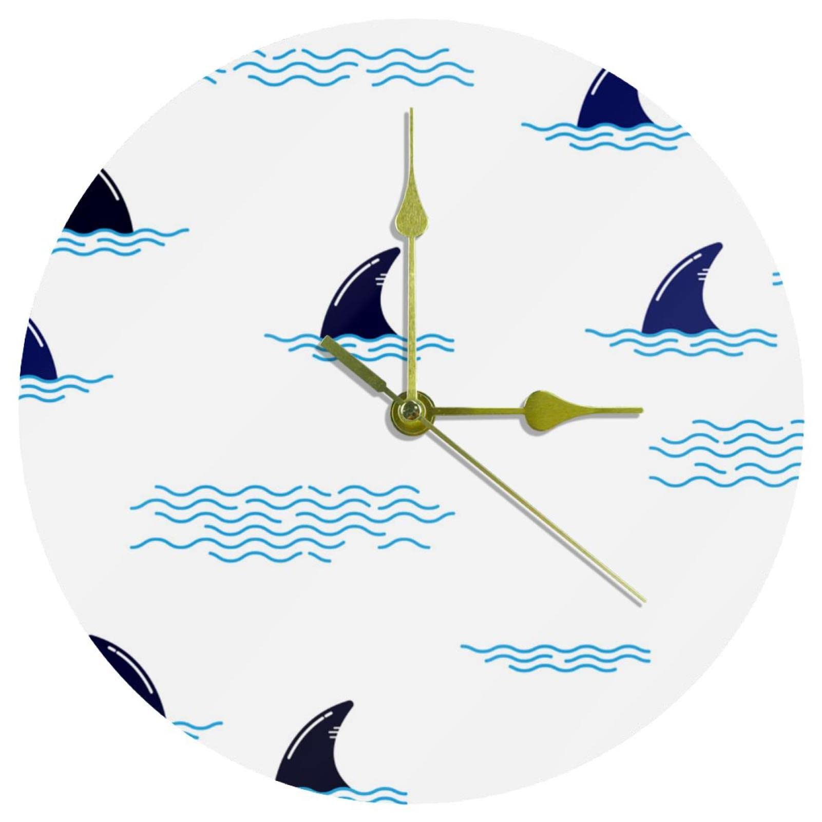 Horloge murale en acrylique requin de 24 cm silencieuse pour salon
