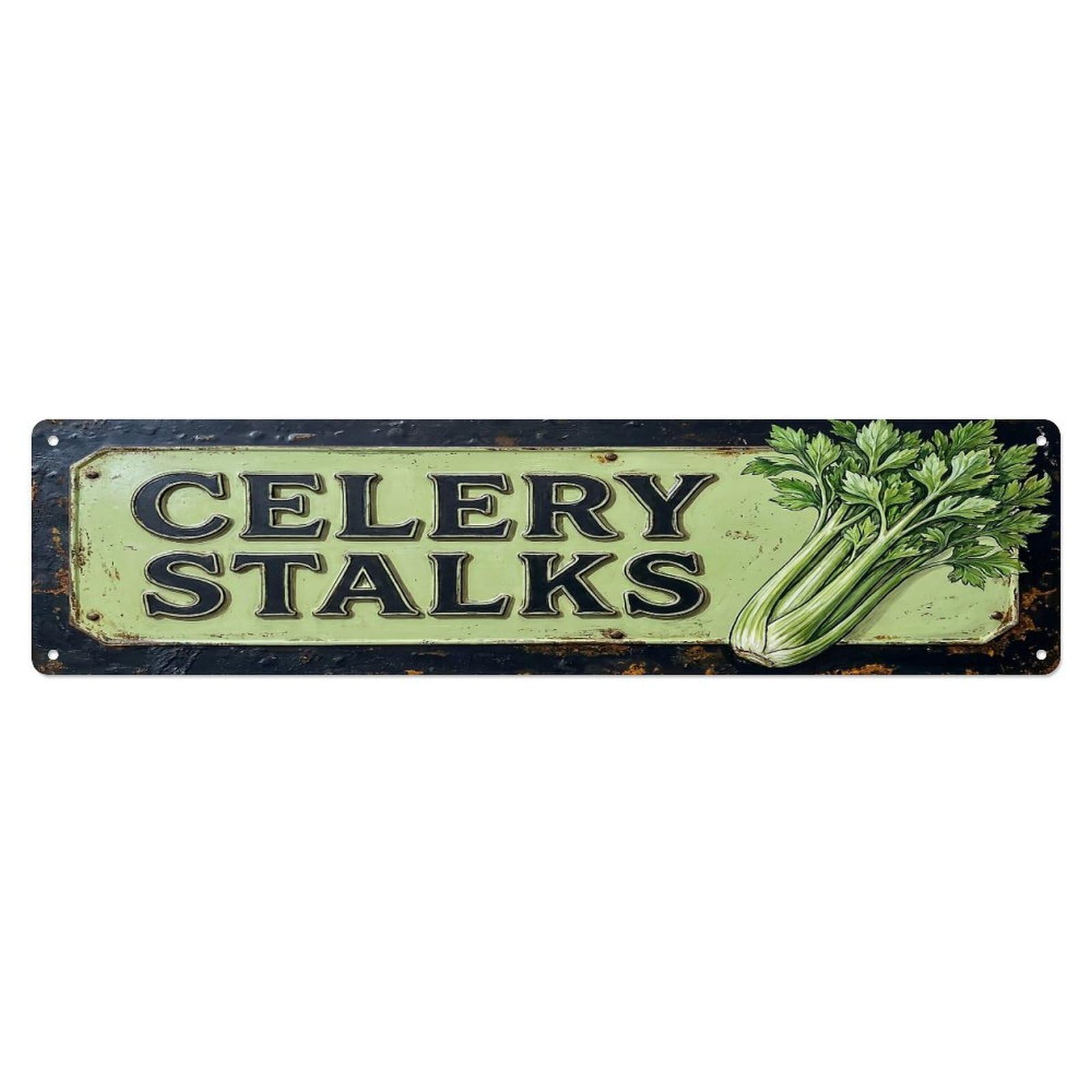 Vintage Celery Stalks Crunchy Farmhouse Metal Tin Sign