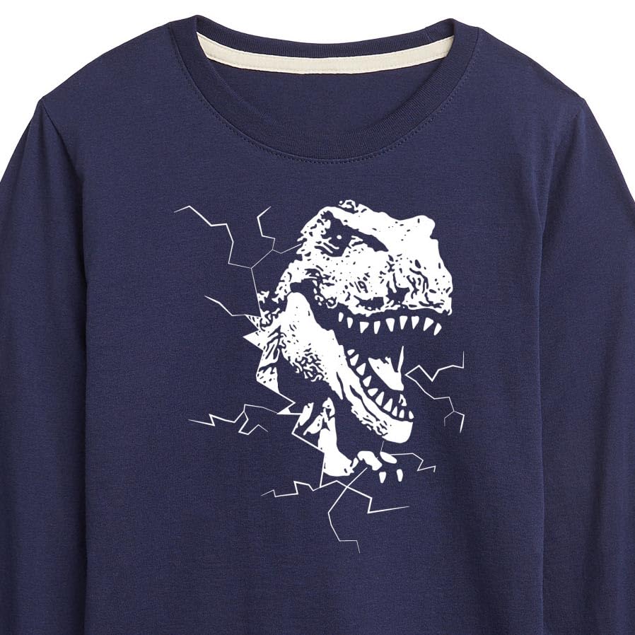 Instant Message - Dinosaur - T-Rex Shatters Glass Breakthru - Toddler & Youth Long Sleeve Graphic T-Shirt3