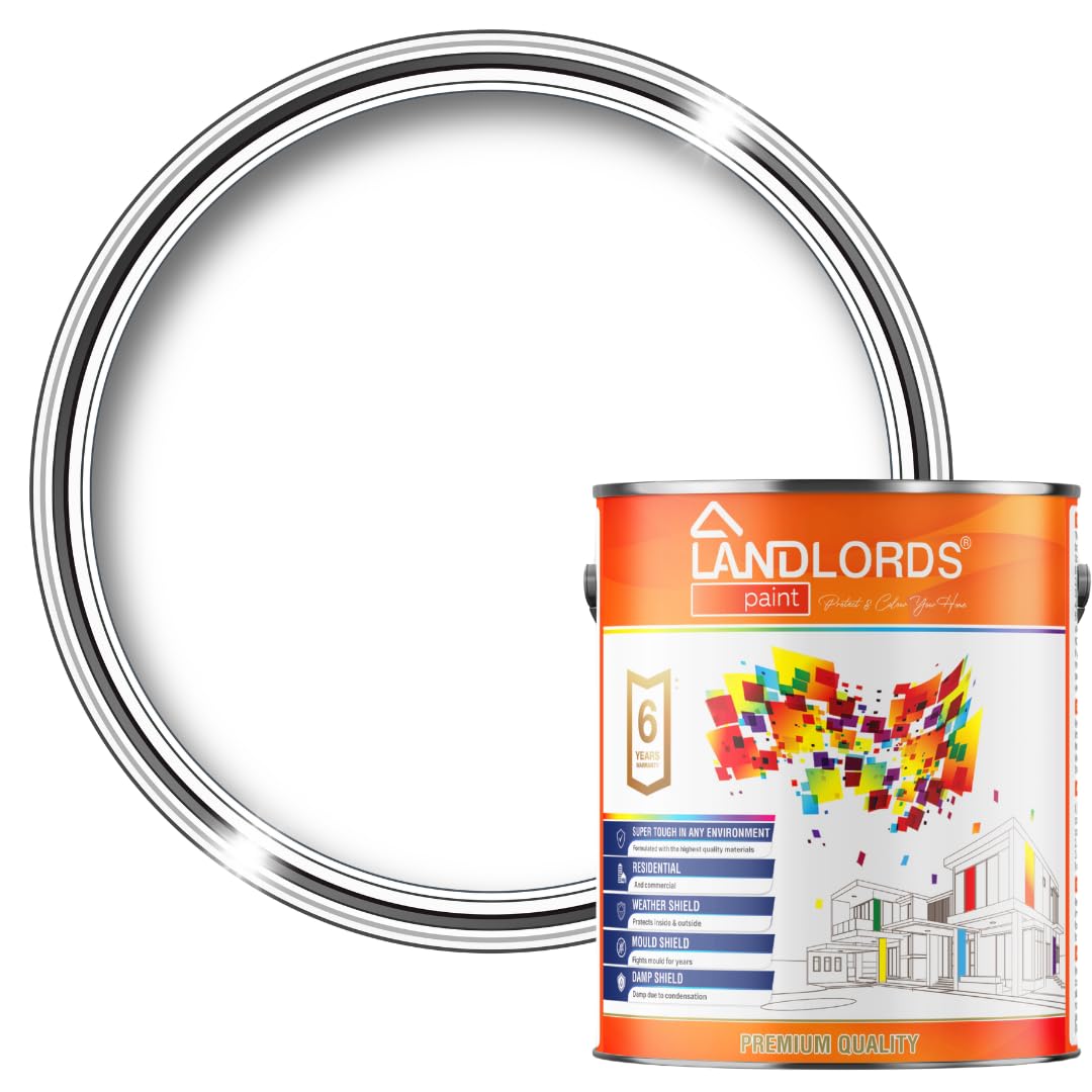 Landlords Paint Satin White Landlords Anti-Mould Condensation & Damp Paint | Anti Condensation Paint For Walls & Ceilings | Prevents Damp & Mould | Bathroom Kitchen - 2.5L - Satin