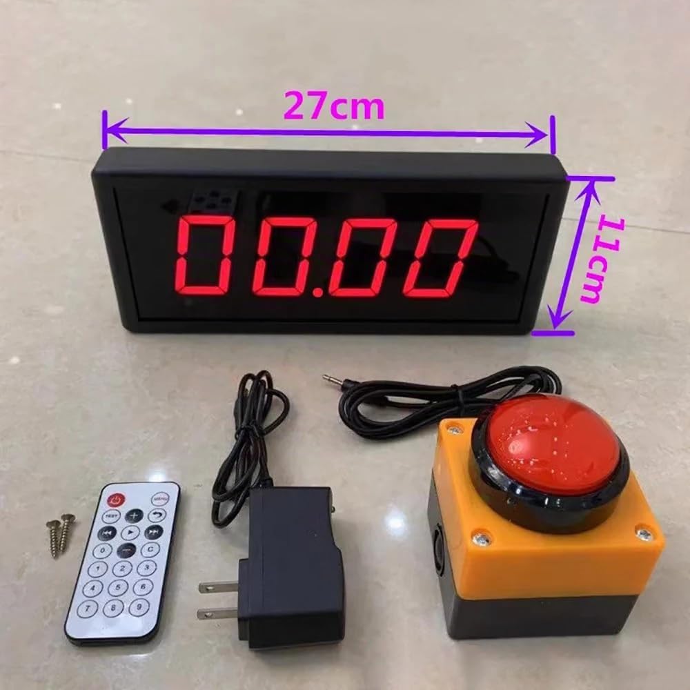 Timer da Competizione con Display Digitale, Contatore del Cronometro per Conto alla Rovescia, Attrezzatura per Cronometraggio del Parlato da Allenamento + Telecomando(2,3 pollici 4 cifre, Plug-in)