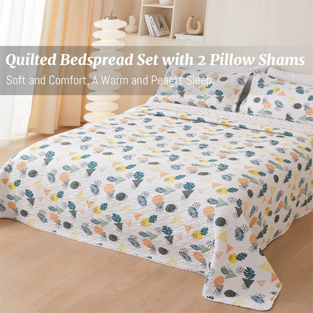 Odot Trapuntino Copriletto Matrimoniale Primaverile-Estivo, Trapuntato Copriletto Mezza Stagione con 2 Federe per Letto Singolo, Matrimoniale e Letto Una Piazza e Mezza (220x240cm,Verde Boho)