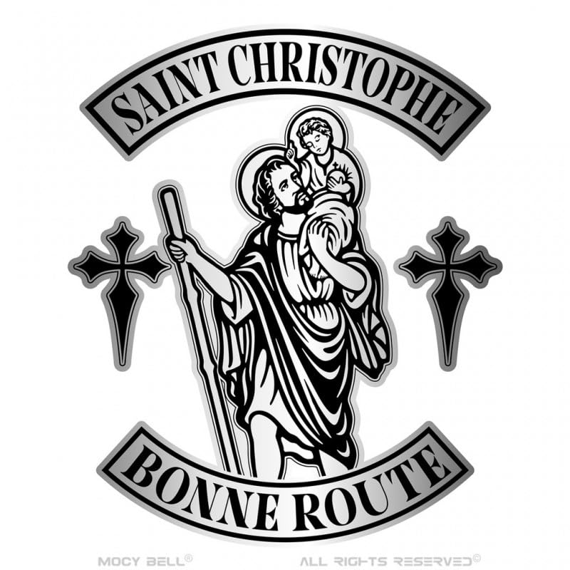Clochette moto Saint-Christophe Acier inoxydable Noir