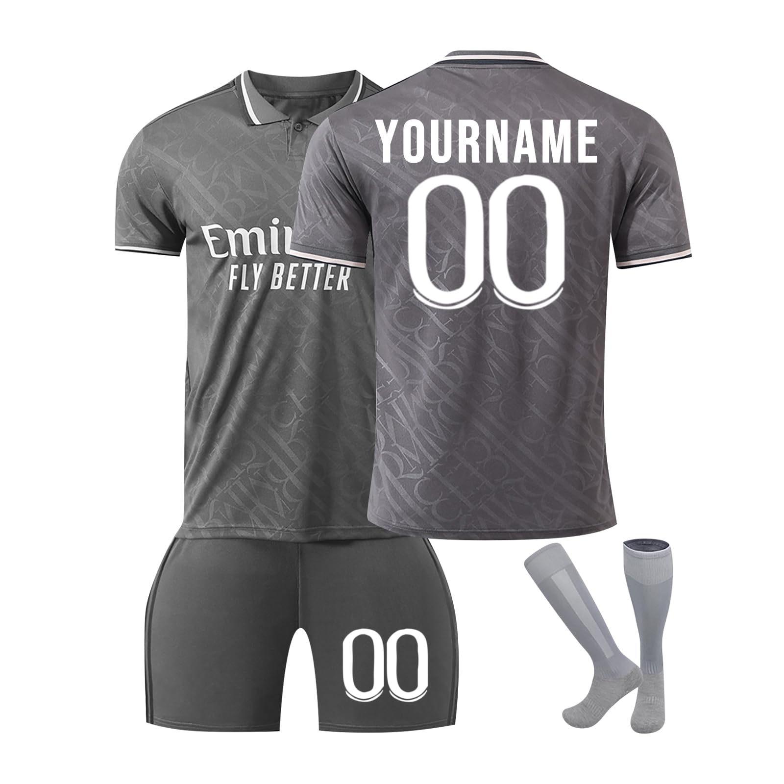 Camiseta Fútbol Madrid Personalizadas para Hombres Niño, equipación Fútbol DIY Nombre y Número con Conjunto Top Pantalón Corto y Calcetines Regalo de Fútbol