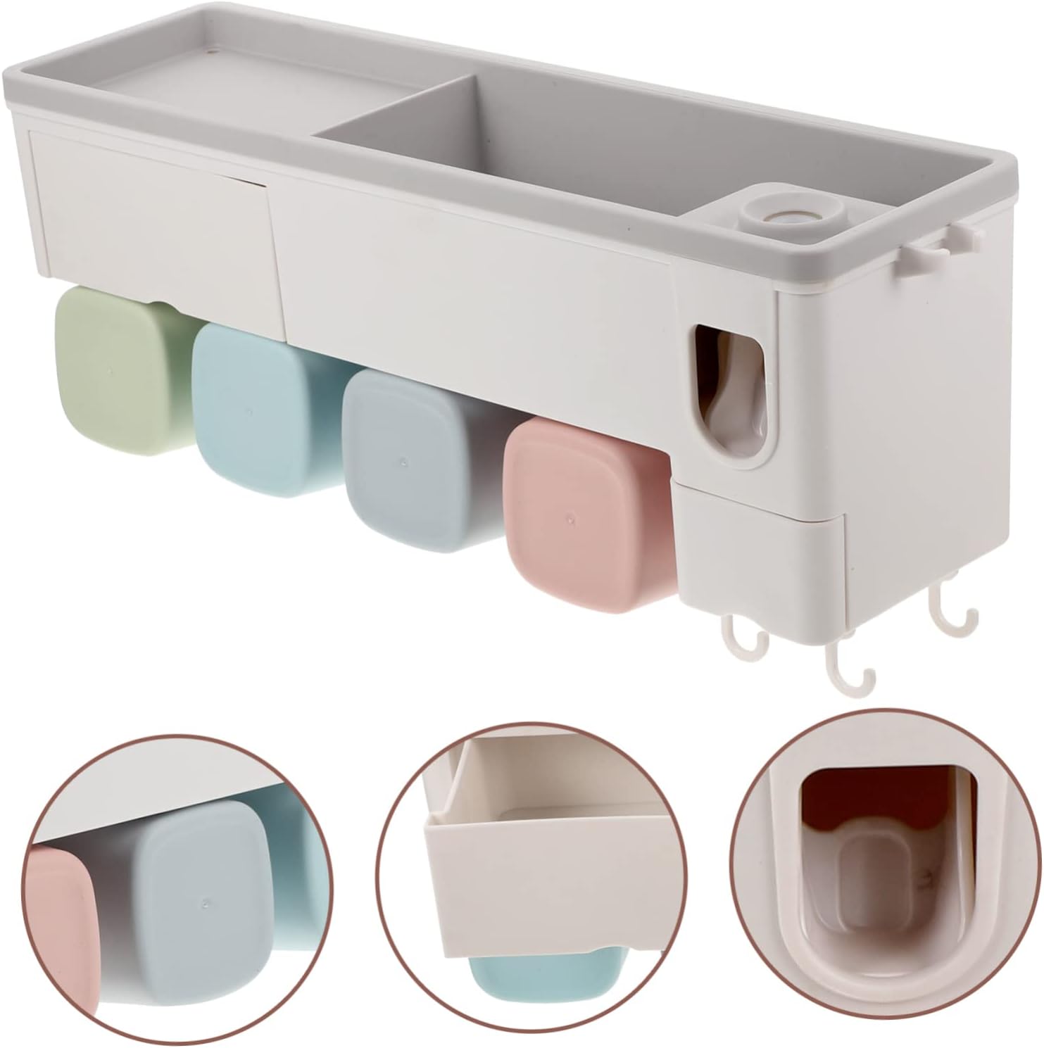 1 Set Automatic Toothpaste Dispenser Toothbrush Holder Wall Mounted Organizer Stand Multi Functional Bathroom Storage for Toothbrushes Cosmetics Shavers Strong Load Bearing Elegant