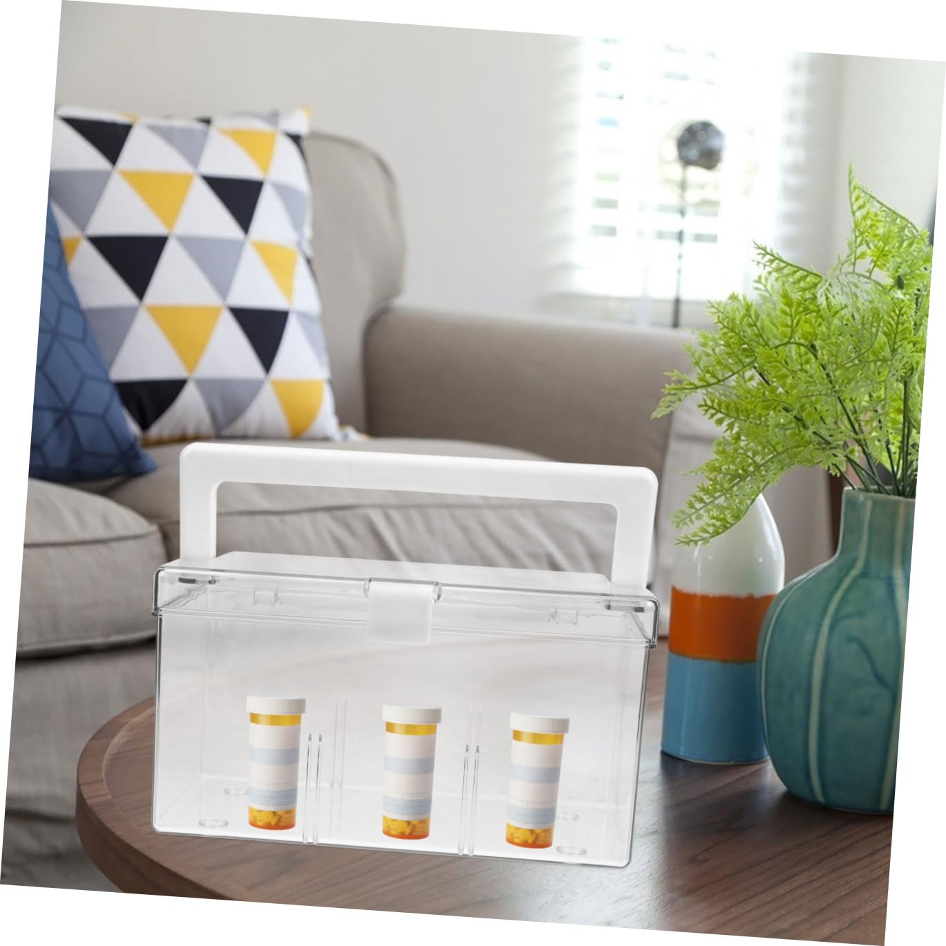 Scatola Porta Medicinali Trasparente Con Maniglia Organizer Portatile Per Pronto Soccorso Per Casa Ufficio e Viaggi Design Leggero e Spazioso