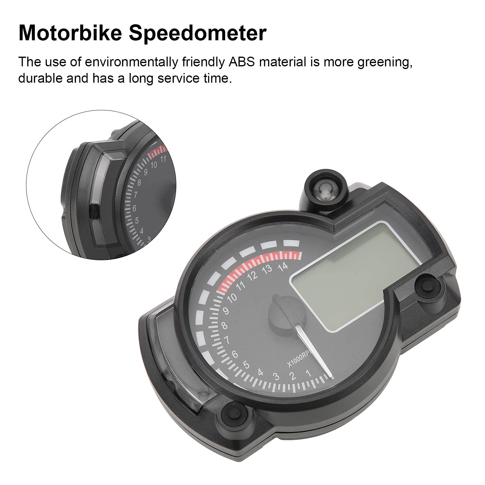 Contachilometri contachilometri per moto, contagiri LCD universale per veicoli a 12 V, display RPM regolabile con portata di 15000 giri/min, indicatore di chilometraggio per moto,
