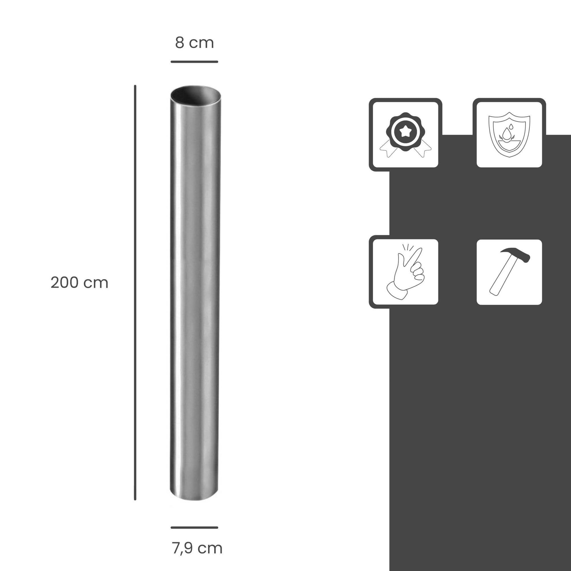 ZAMBELLI Tuyau Descente Zinc Agrafé 80mm, 2m Argent Anticorrosion Facile