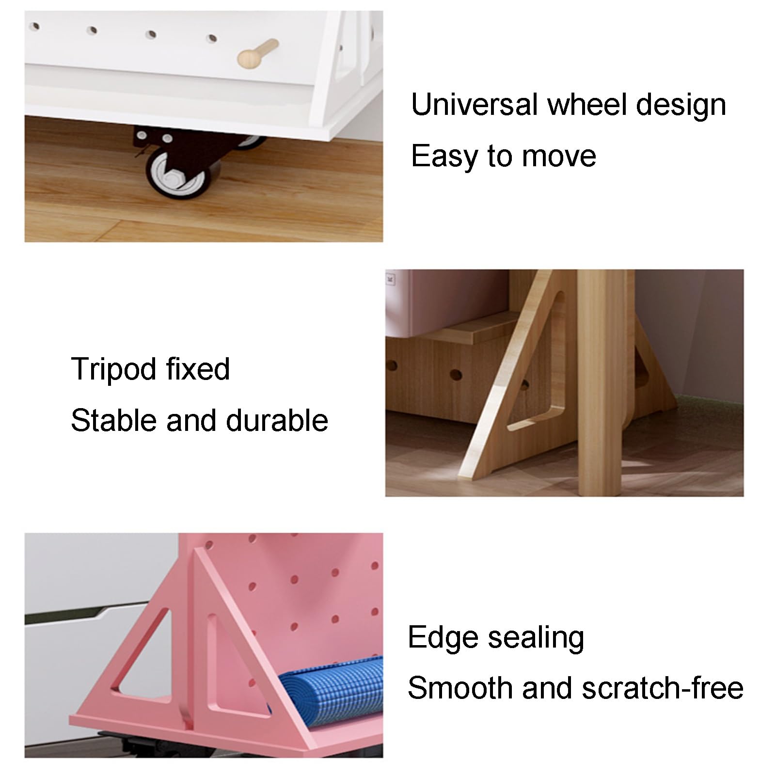 Hölzerner Pegboard-Werkzeug-Organizer, bewegliches Pegboard-Rack, DIY-Aufbewahrungs- und Anzeigetafelständer, dekoratives Pegboard-Kombinationsset für Küche/Arbeitszimmer/Garage (Holz)