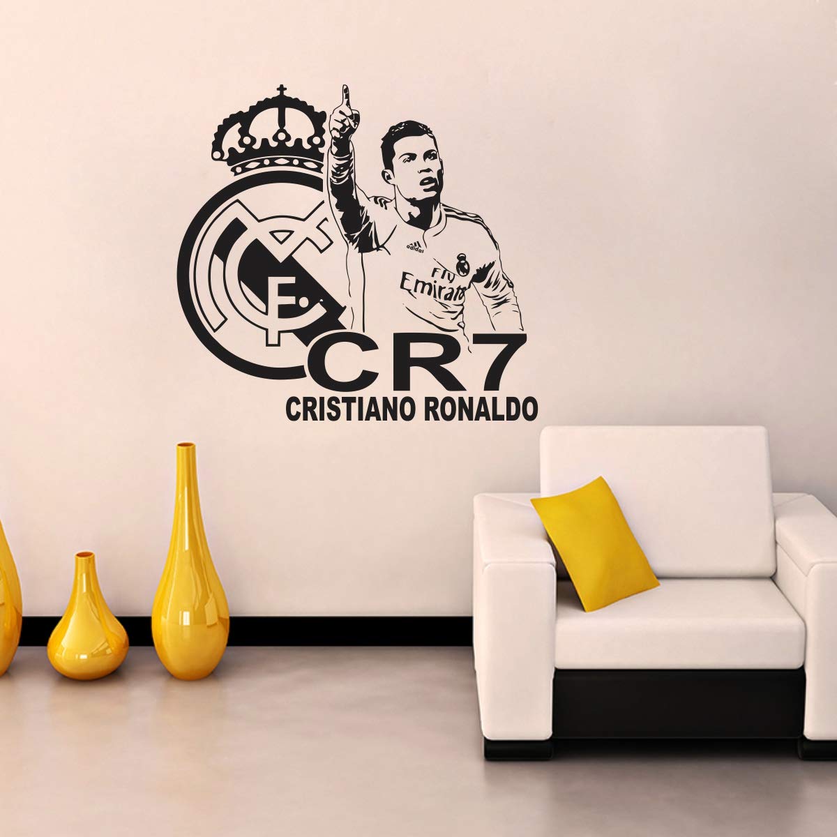 Cristiano Ronaldo Wall Stickers & Decal (PVC Vinyl, Size- 58 cm X 51 cm)