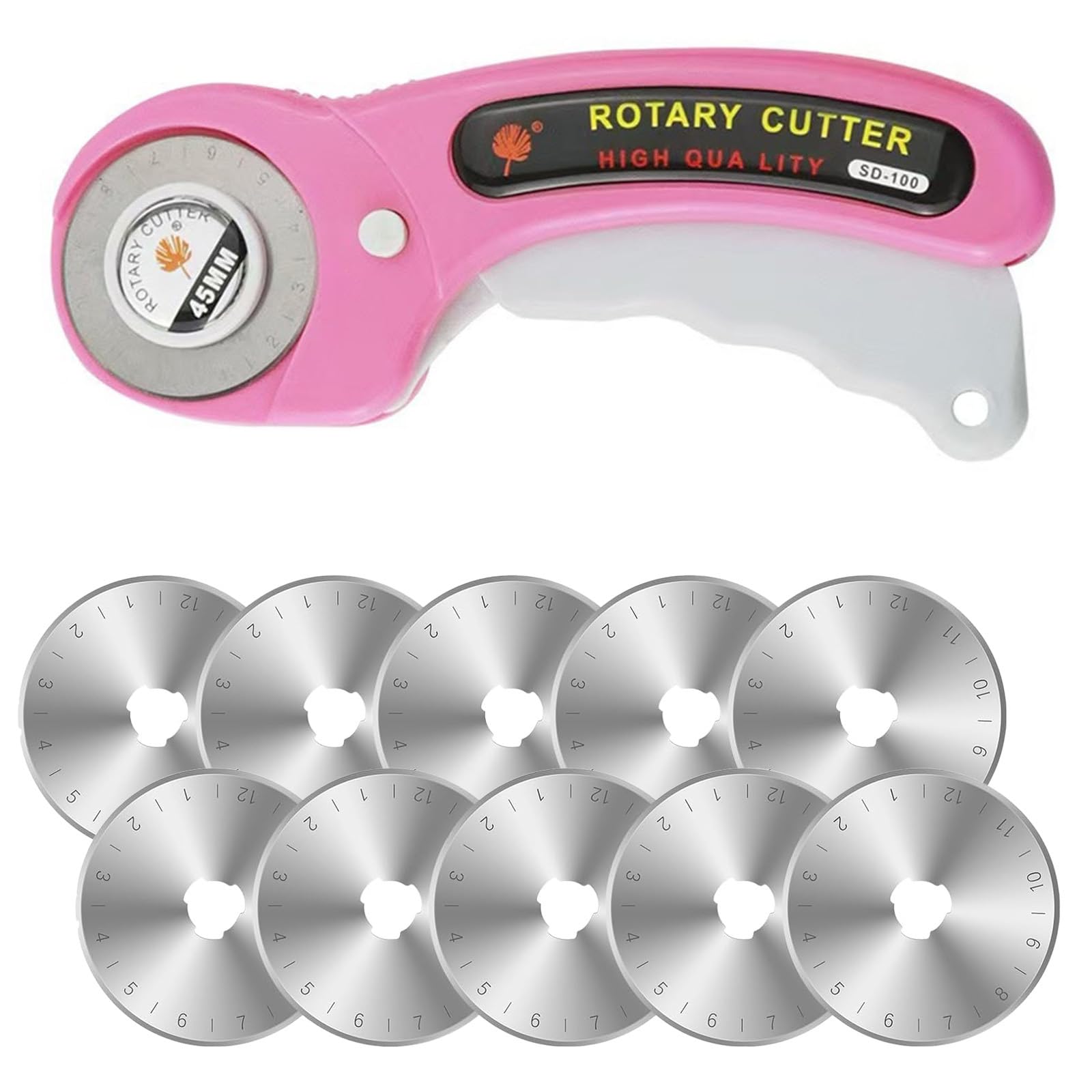 45mm Rotary Cutter for Fabric,Fabric Rotary Cutter Wheel for Leather, Crafting, Sewing, Quilting,DIY Projects, Ergonomic Handle for Left and Right Hand Users (Style 2)