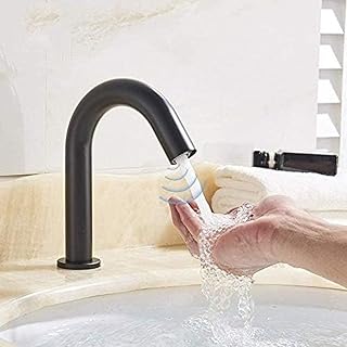 Kitchen Taps Kitchen Tap Faucet Black Sensor Faucet Bathroom Sink Faucet Deck Mount Automatic Hot and Cold Sink Faucet Water Saving Faucet with Battery