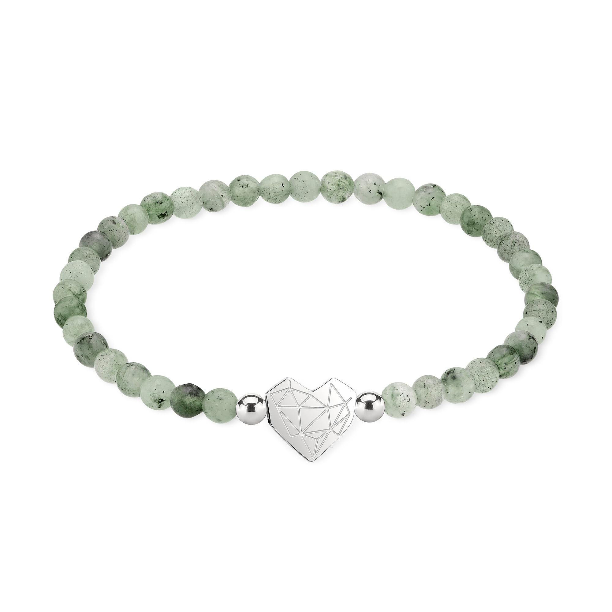 LIEBESKIND BERLIN Broken Heart Beads bransoletka – elegancka bransoletka z polerowanej stali nierdzewnej – jasnozielona – ze sznurkiem do regulacji do 17 cm – wodoodporna i przyjazna dla skóry