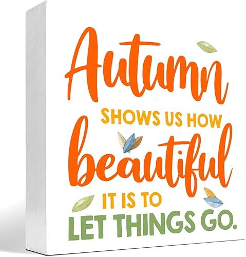 Decoración de mesa de otoño, muéstranos cómo hermosos letreros de madera de otoño, caja de madera rústica de otoño, decoración de escritorio para