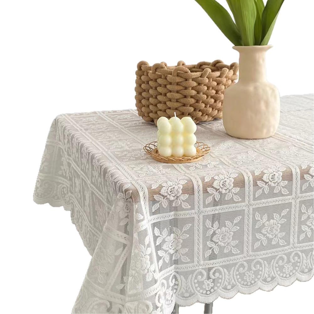 Nappe en dentelle beige vintage anti-rayures pour protéger table basse bureau et armoire
