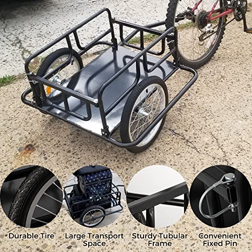 SHZOND Bike Cargo Trailer 120 LBS Weight Capacity Foldable Bicycle Trailer Cargo with 16'' Wheels for Shopping, Traveling and Carrying Stuff - Thumbnail 3