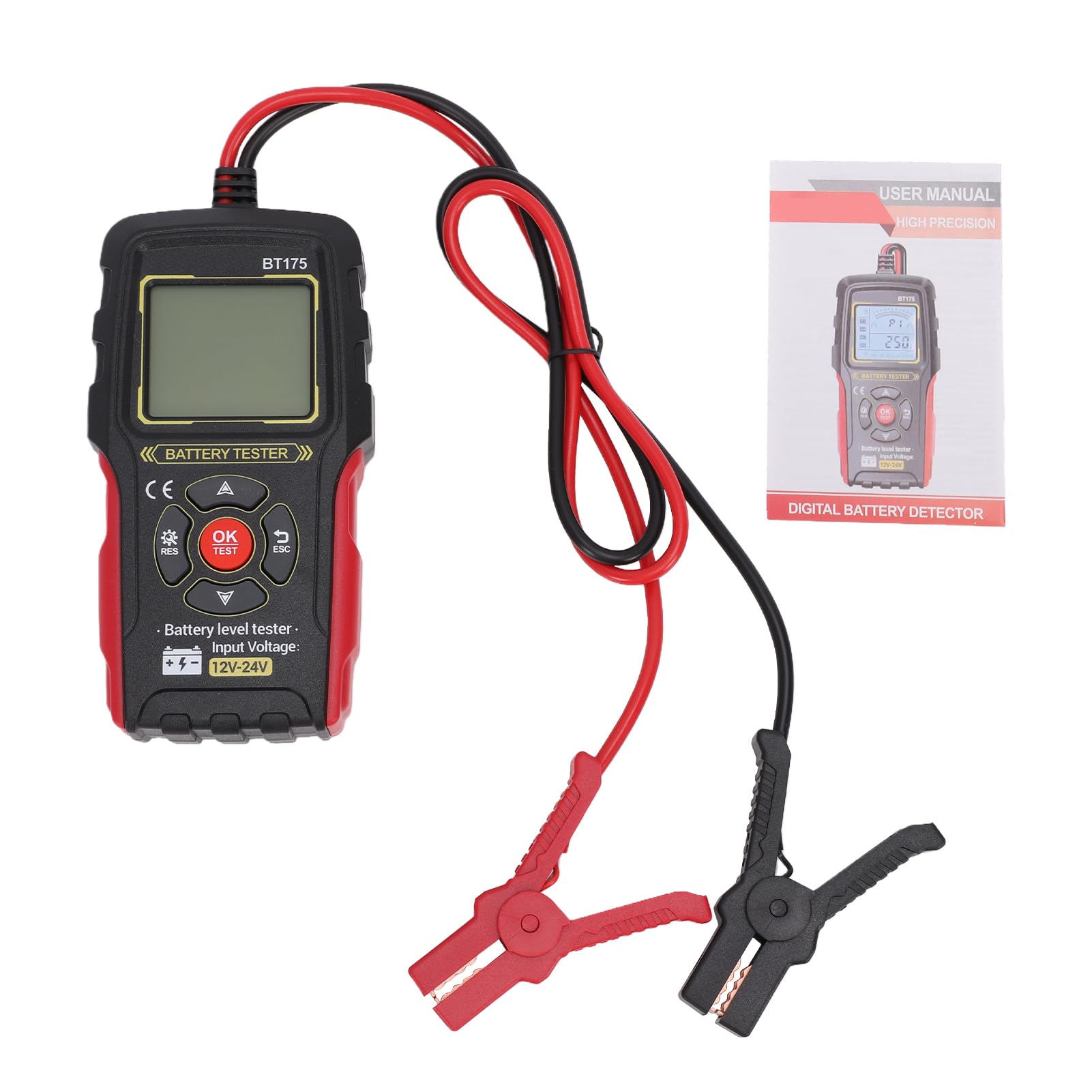 Tester per batterie, analizzatore di batterie per auto universale 12V 24V con display retroilluminato, avviso di cattivo contatto, misura batterie CCA 50-1999 3AH-200AH,
