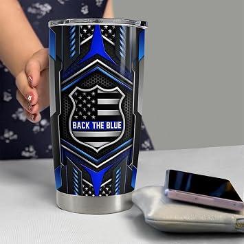 SANDJEST Personalized Police Tumbler - 20oz & 30oz Insulated Tumblers with Lid - Coffee Travel Mug Cup - Police Officer Gifts for Men & Women