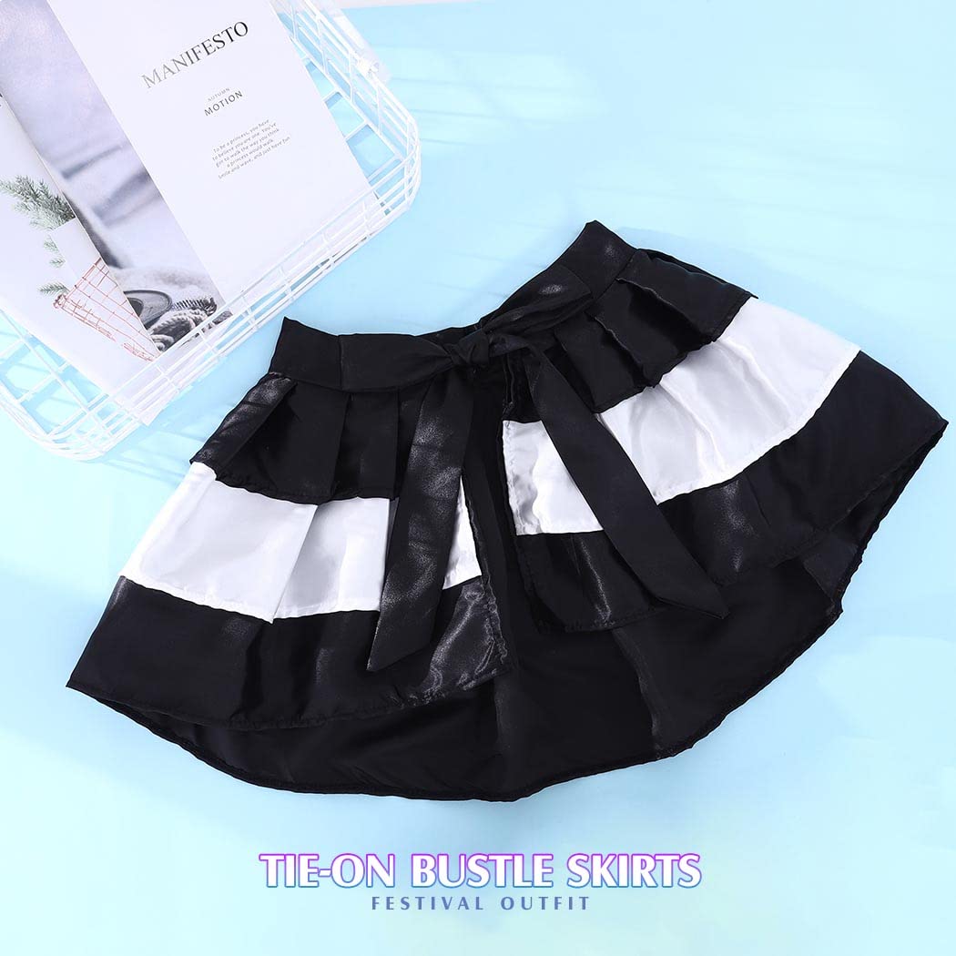 TWINKLEDE Christmas Tutu Skirt Tie-on Bustle Costume Skirt Festival Xmas Tutus for Women: 50 Short Black & White