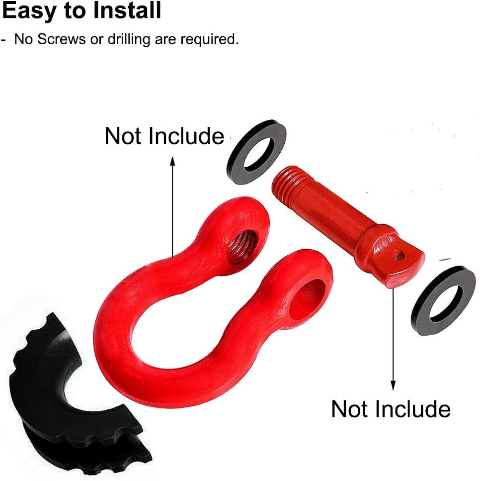 MuHize Black D-Ring Isolator Kit for 3/4" Shackles - 2 Heavy Duty Covers & 4 Washers Insulators, Anti-Rattle Design for Off-Road, Jeep, Truck Accessories