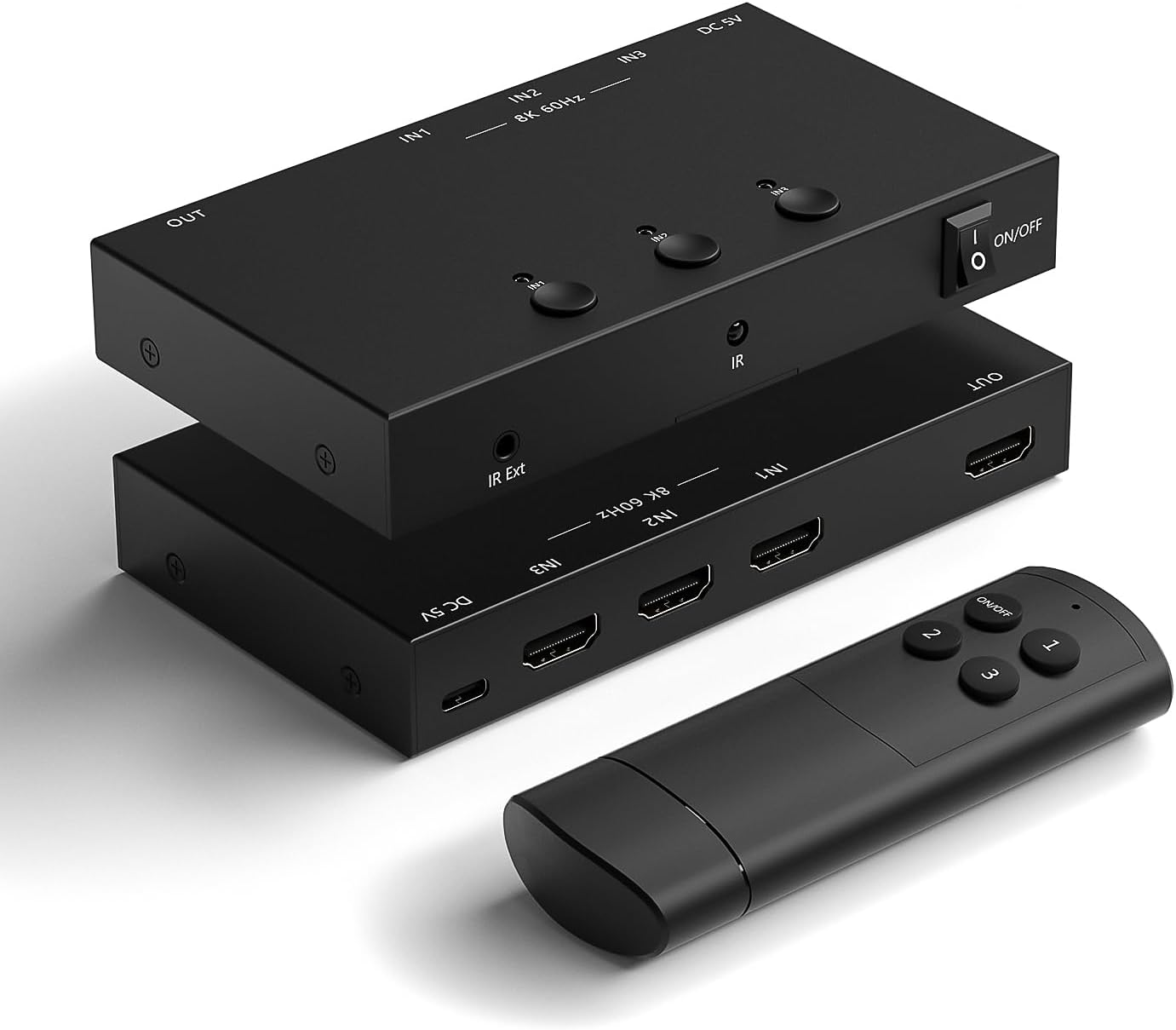 8K@60Hz HDMI 2.1 Switch 3 in 1 Out, 40Gbps Ultra HD 4K 120Hz, HDR10/Dolby Vision, 3D, Supports DTS-HD, Dolby TrueHD Compatible with PS5/4 Xbox Nintendo Switch Roku Apple TV Fire Stick Gaming PC