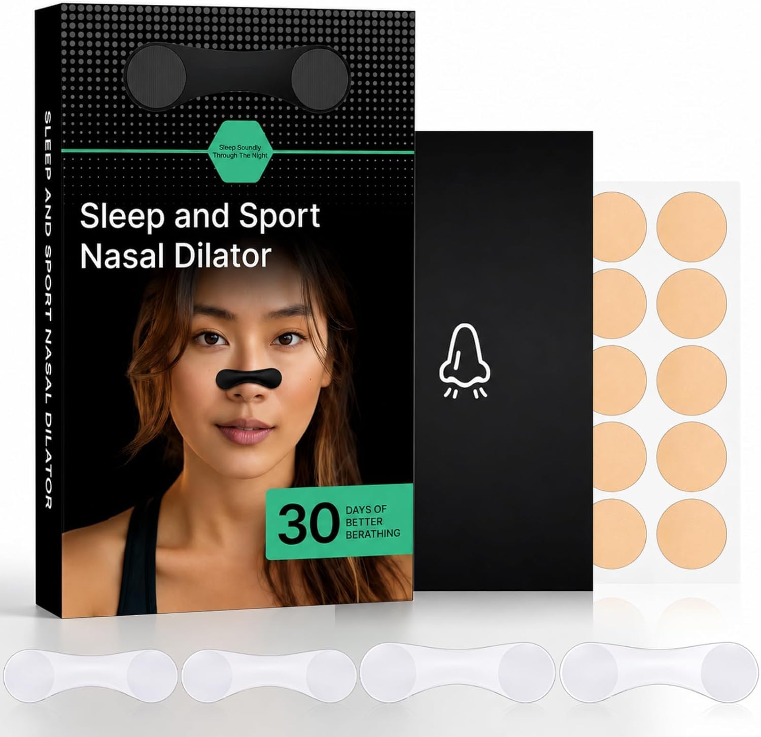 Nasal Strips for Snoring – Reusable Nose Strips, Improve Breathing Sleeping Quality & Nasal Congestion Relief, Snoring Solution Nasal Dilators to Open Passages & Improve Airflow, Black (30 Counts) — Amazon image 9