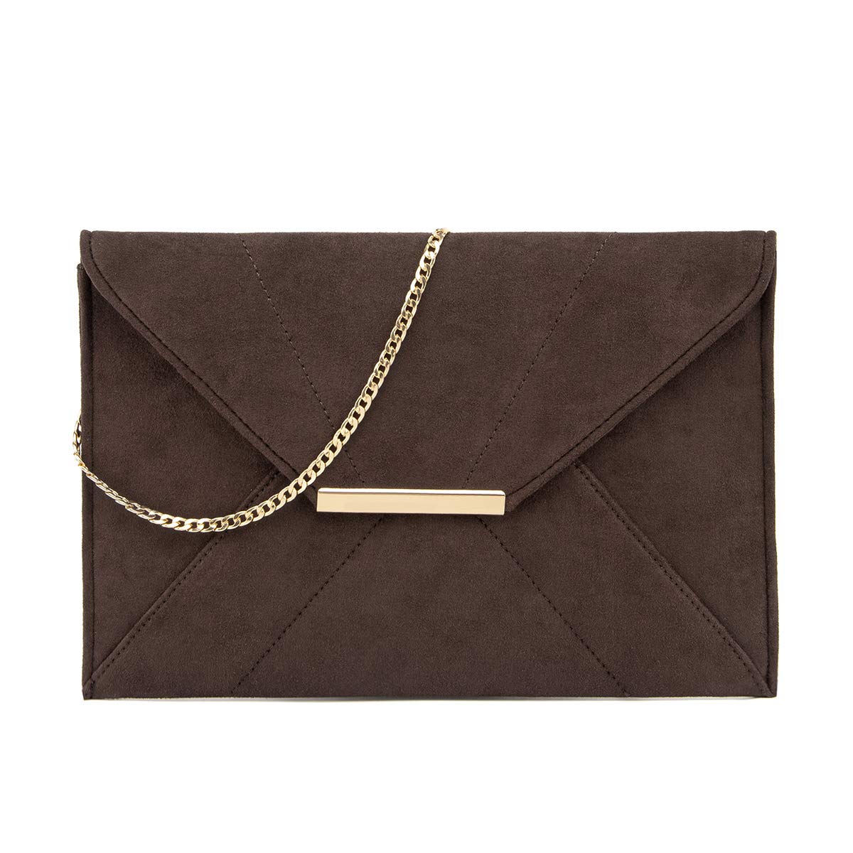 Dsuk Women Faux Suede Envelope Clutch Chain Strap Magnet Hook