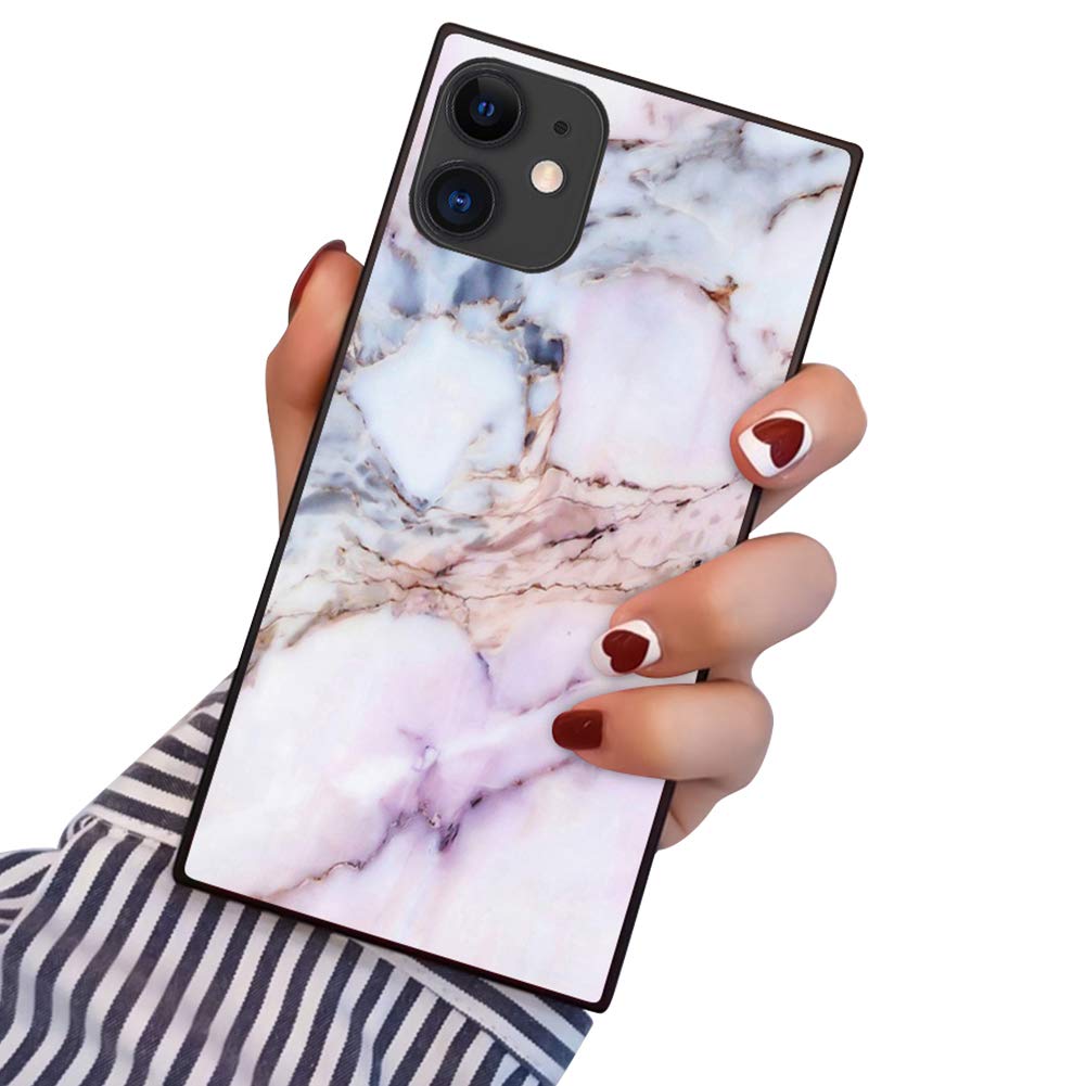 Amazon Com Perrkld Case Compatible With Iphone 11 19 6 1 Inch Square Edge Case Heavy Duty Protection Shock Absorption Slim Soft Tpu Cover Pink Marble Pattern For Iphone 11 6 1 Inch Cell Phones Accessories