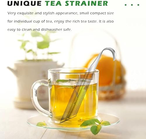 Miniatura 6 de Malla de filtro de té de acero inoxidable 2PCS con mango de gancho, difusor de té de acero inoxidable, infusor de té de hoja suelta (2PCS)