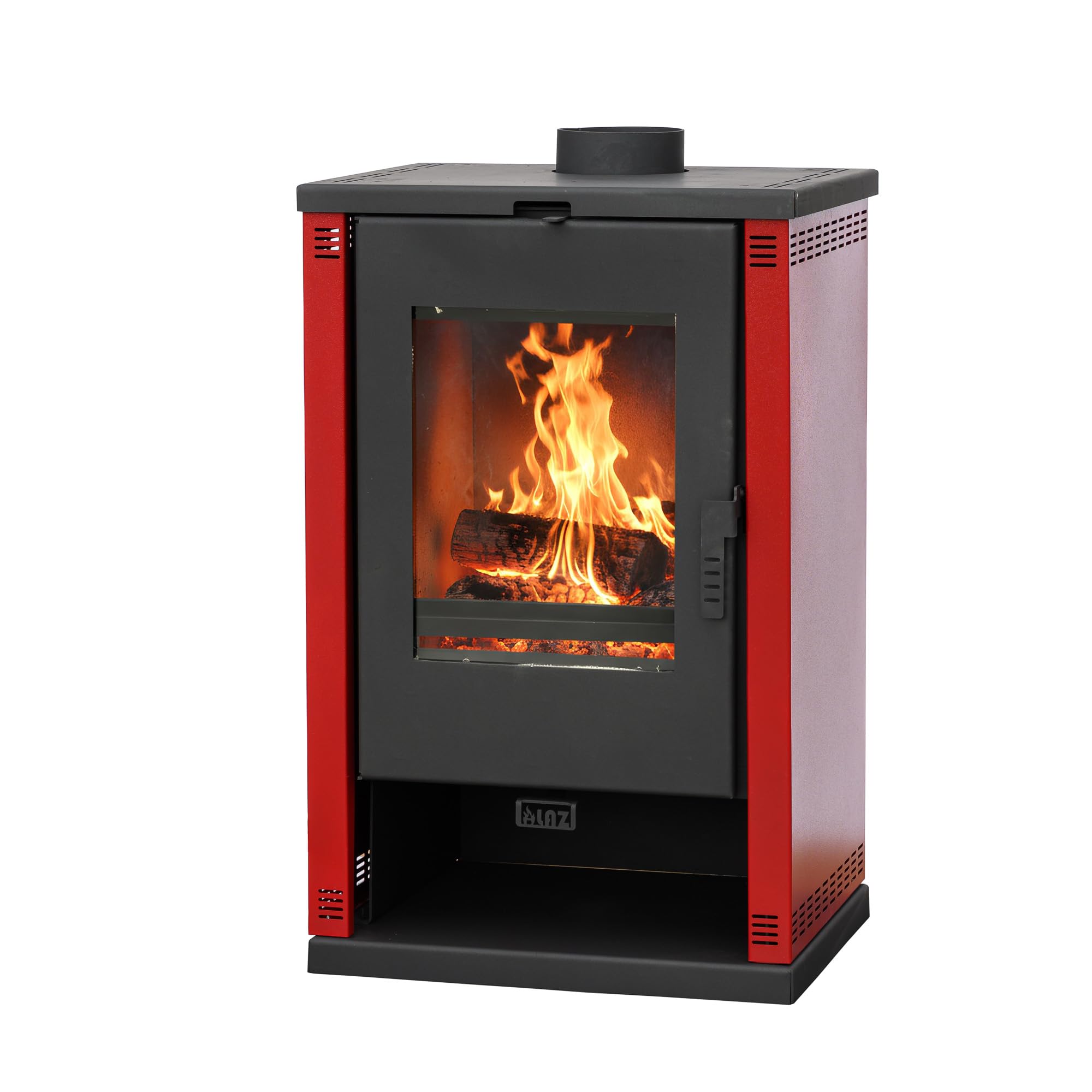 ALAZ Mouse K9-MAX Kaminofen 10 kW – Holzofen Burgunderrot | Brennraum mit Schamott & großem Sichtfenster | Für Holzscheite bis 50 cm | Griffdesign +2 cm verbessert | Energieeffizienzklasse A+