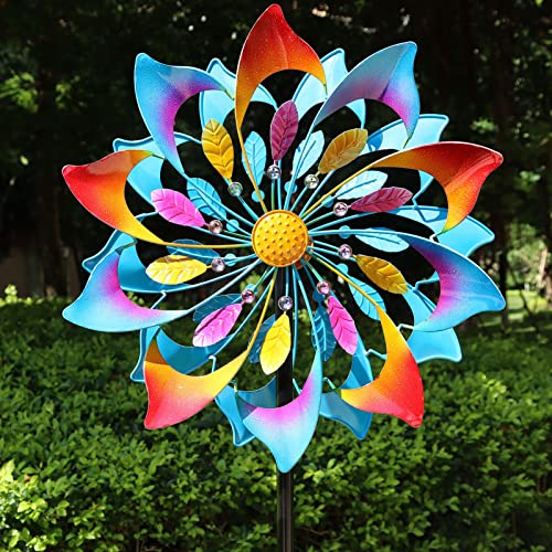 Lerfugi Wind Spinners Outdoor Metal-Patio Lawn Garden Wind Sculpture Dual Direction Kinetic Windmill Spinner Large 74 Inches #TOP2