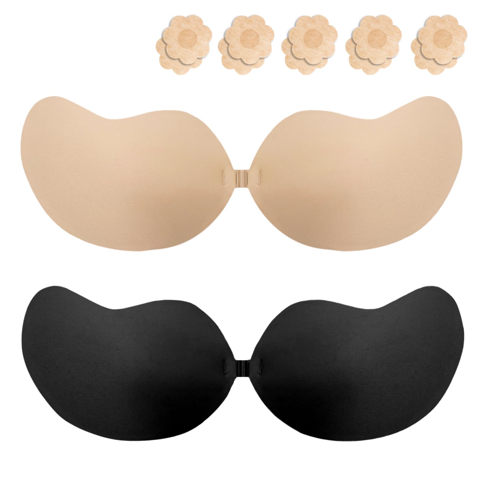 Soutien Gorge Adhesif, Soutien Gorge Dos Nu Push Up, Réutilisable Sticky Bra Invisible, Respirant Confortable, pour Robes de Mariée (FR/ES, Taille de Bonnet & Taille du Soutien-Gorge, C, Multicolore)