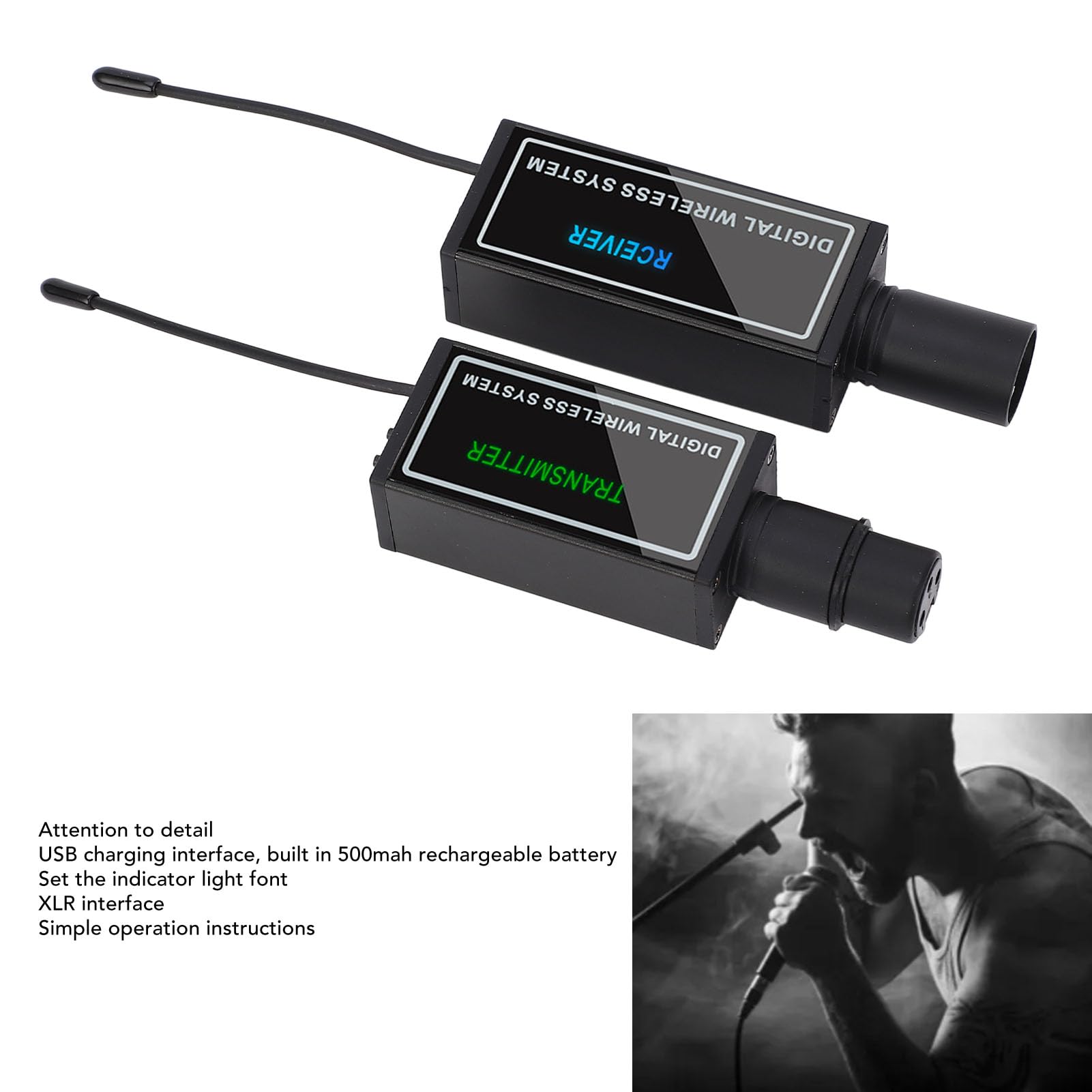 Ricevitore trasmettitore microfono wireless Adattatore XLR USB UHF per fotocamera mixer audio Nero