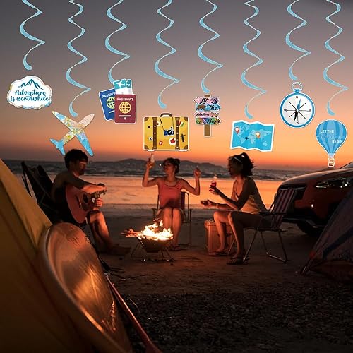 Miniatura 4 de Globos de aventura espera, letrero de fiesta temática de viaje, divertido mudanza/jubilación/graduación/despedida de fiesta suministros de decoración