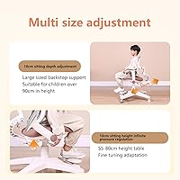 Vista 33 de FCD Escritorio ergonómico de madera de altura ajustable para niños con silla, mesa de dibujo, estación de computadora, estantería integrada