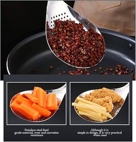 Miniatura 3 de Cucharón de acero inoxidable para espátulas de araña, cuchara ranurada cuchara, colador, cucharón ranurado, cuchara de servir, cuchara de filtro