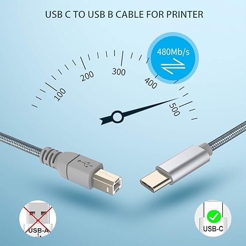 Miniatura 6 de Cable MIDI USB tipo C a USB tipo B, compatible con iPhone 1516 Pro Max Plus, iPad con puerto USB-C, cable de impresora USB C para portátiles, PC con