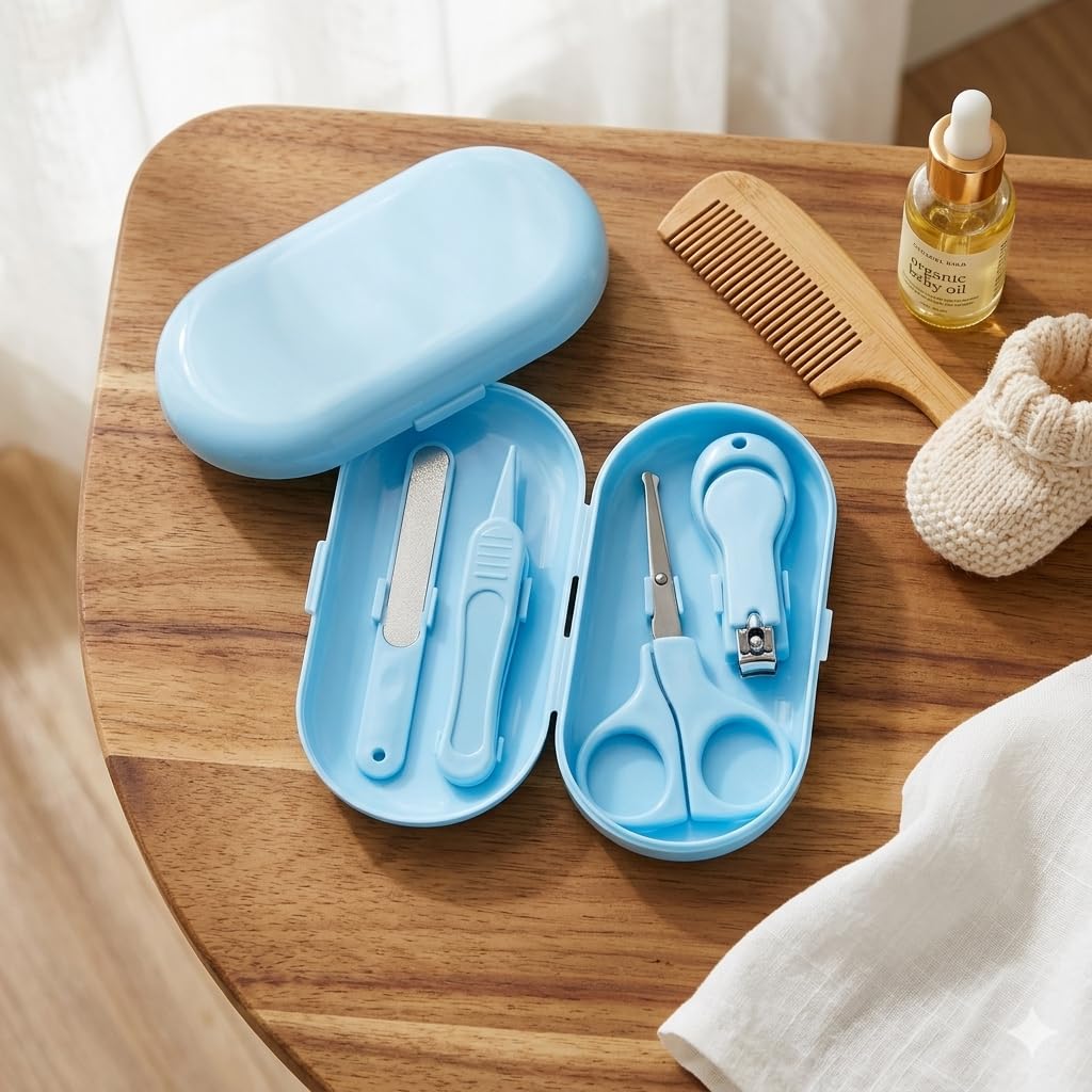 4 in 1 Baby Nail Care Kit with Case – Safe Electric Nail Trimmer, Nail Clipper & Grooming Set for Newborns, Infants & Toddlers – Gentle Baby Nail Care Essentials Travel Storage Box (B-1001)-image-13