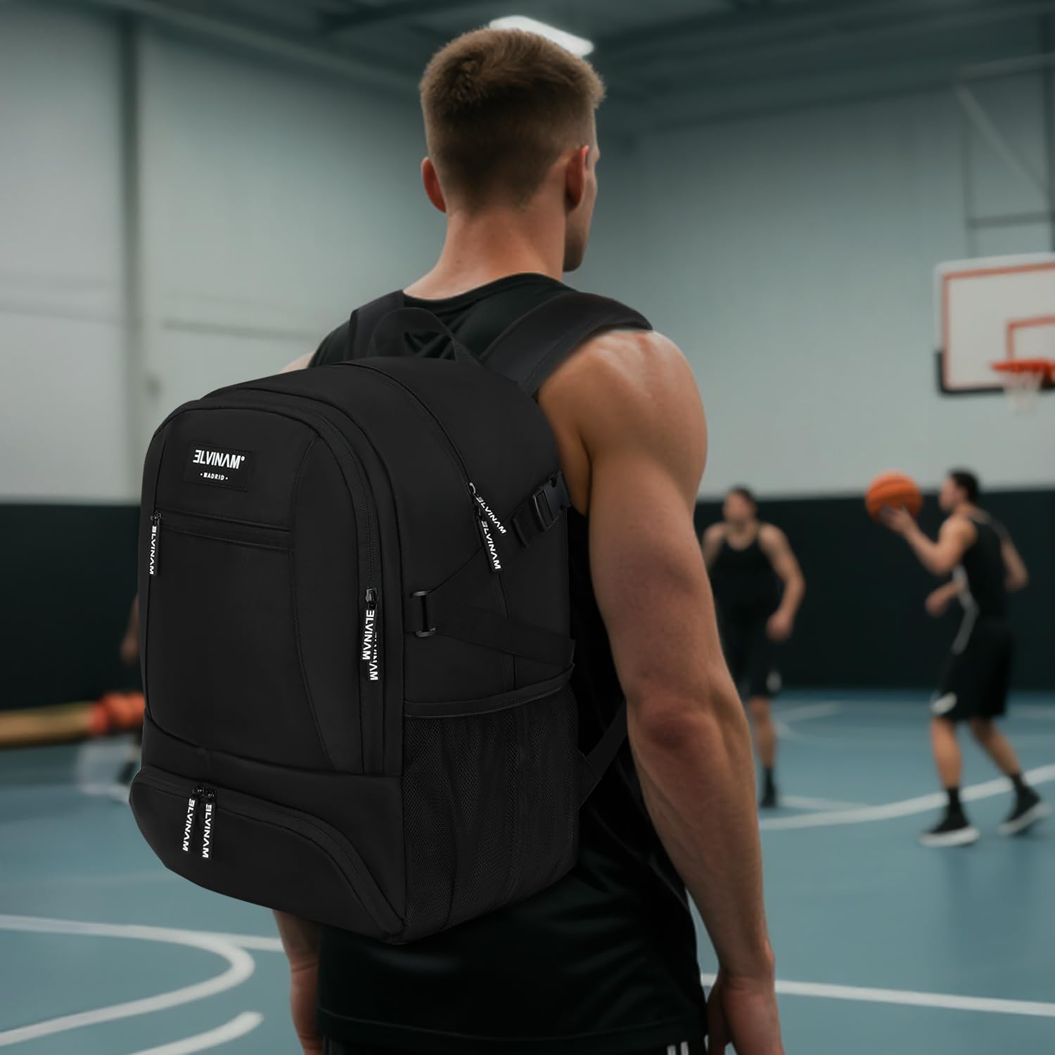 Mochila Baloncesto Impermeable Grande con Compartimento para Balón y Zapatillas