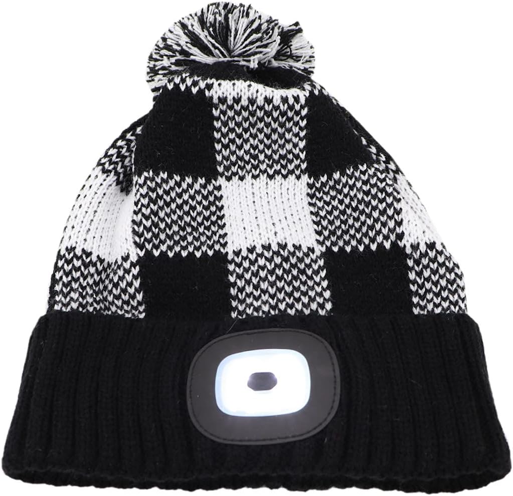 LED Lighted Beanie Cap Detachable 4 LED Headlamp Cap Knitted Flashlight Light up Hat