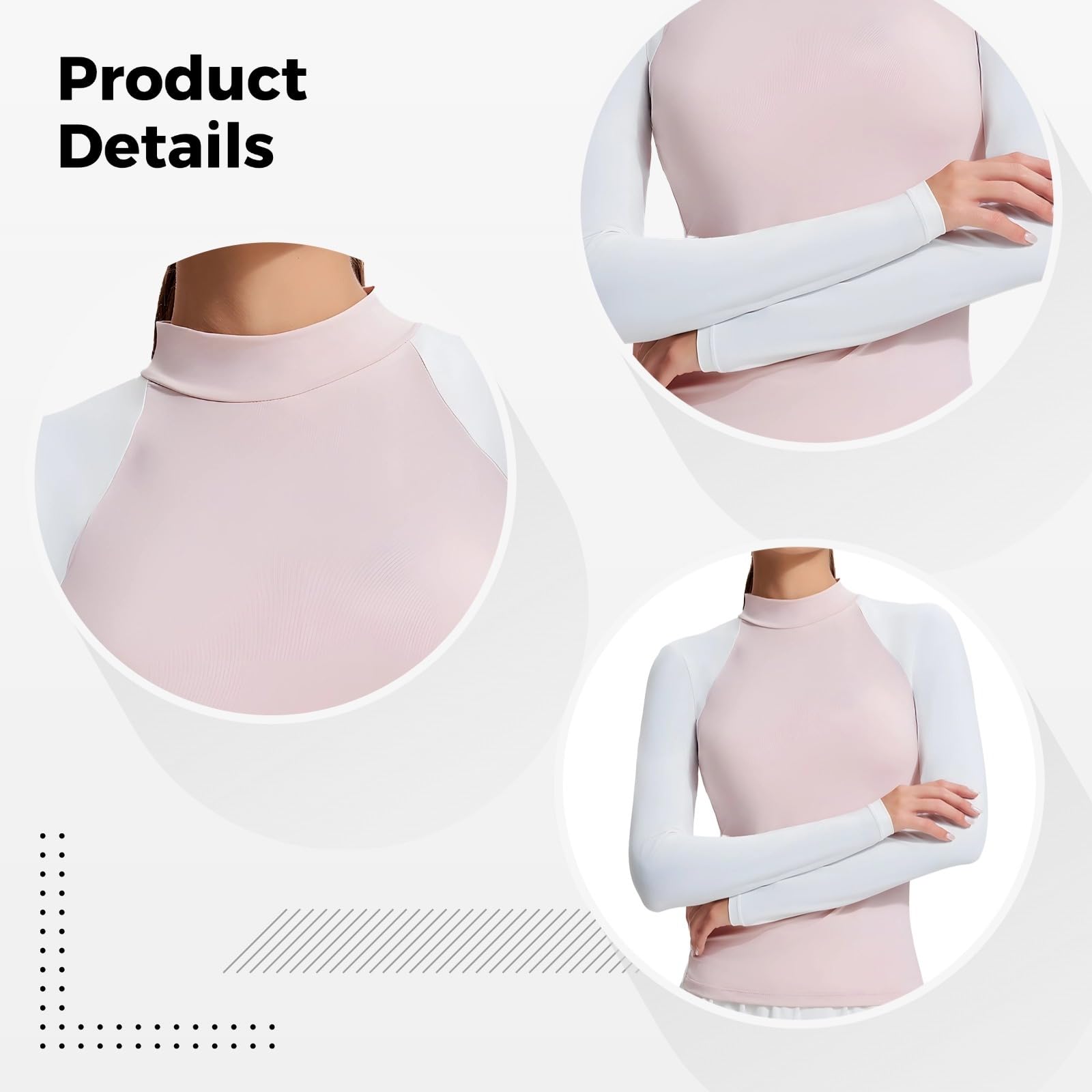 Generisch Tennisrock-Set für Damen, zweiteiliges Sport-Outfit, Kontrast-Top mit halbem Rollkragen und Langen Ärmeln, Faltenrock, vielseitig, weiche elastische Nylon-Spandex-Mischung