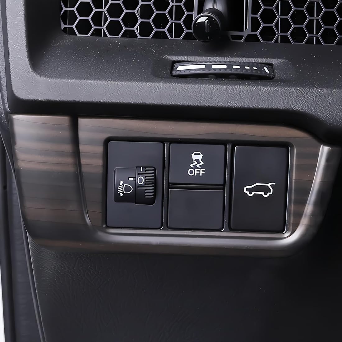 MUXEE 1PCS Car Headlight Switch Buttons Panel Cover Trim for Honda CRV 2023 2024 2025 2026 - ABS Wood Grain Sport Interior Accessories