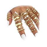 Gold Knuckle Rings Set For Women Vintage Stackable Joint Finger Midi Rings Dainty Cubic Zirconia Crystal Simple Twist Hollow Cute Rings Pack Jewelry Gift