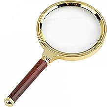 15x Handheld Magnifier, 60mm Wooden Handle Magnifying Glass for Reading, Learning, Repair - Antique Style