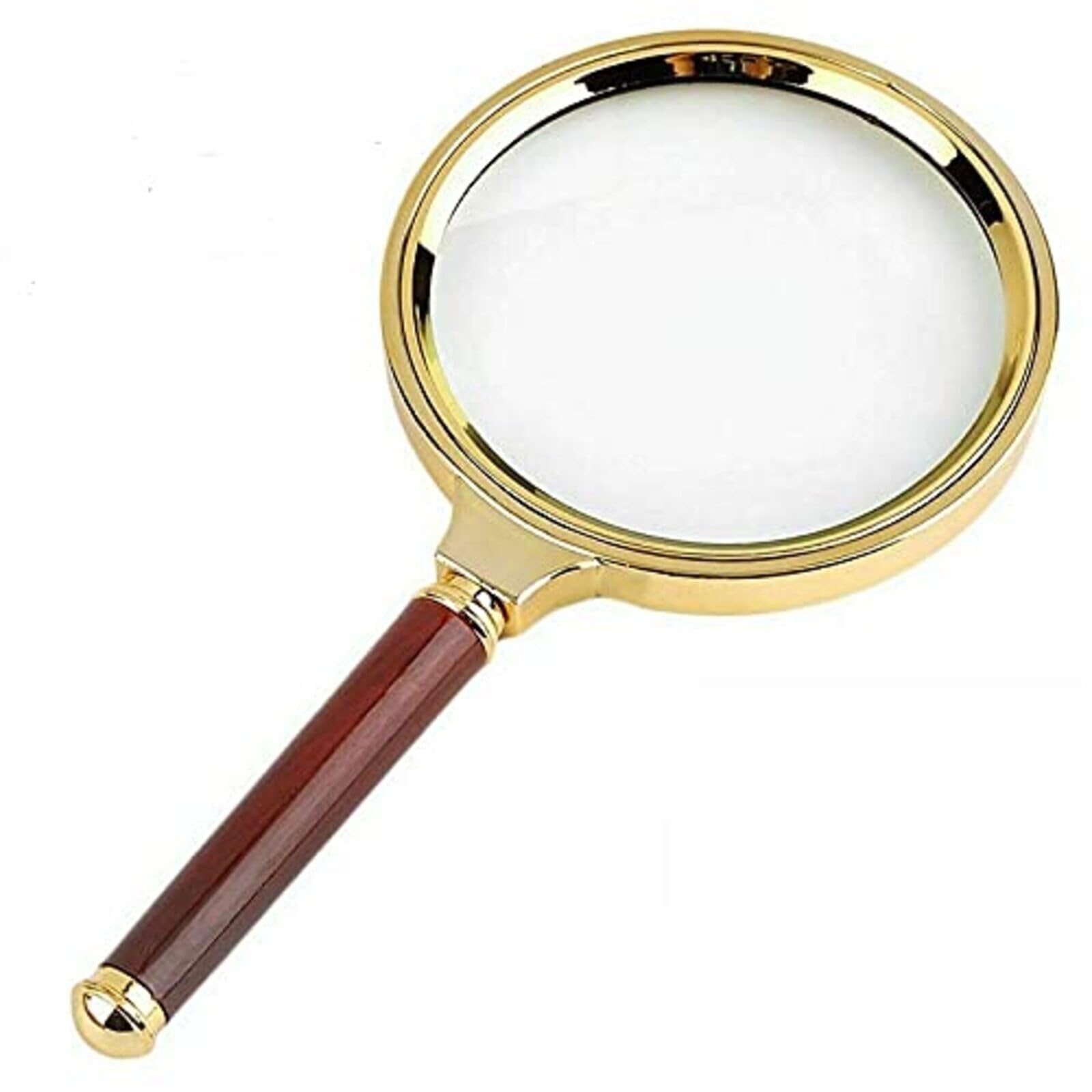 15x Handheld Magnifier, 60mm Wooden Handle Magnifying Glass for Reading, Learning, Repair - Antique Style