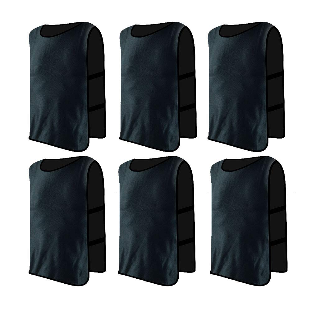 Jessedaa 13 colors Football Bibs Training Vests Training Equipment for Football/Soccer/Rugby/Netball/Team Games avaible for Juniors and Adults (Pack of 6)-Black — image 1