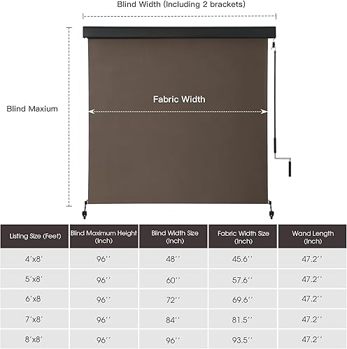 Miniatura 7 de VICLLAX Persiana enrollable para exteriores de tela de PVC de alta calidad, funciona con cenefa protectora de aluminio para porche, patio, pérgola,