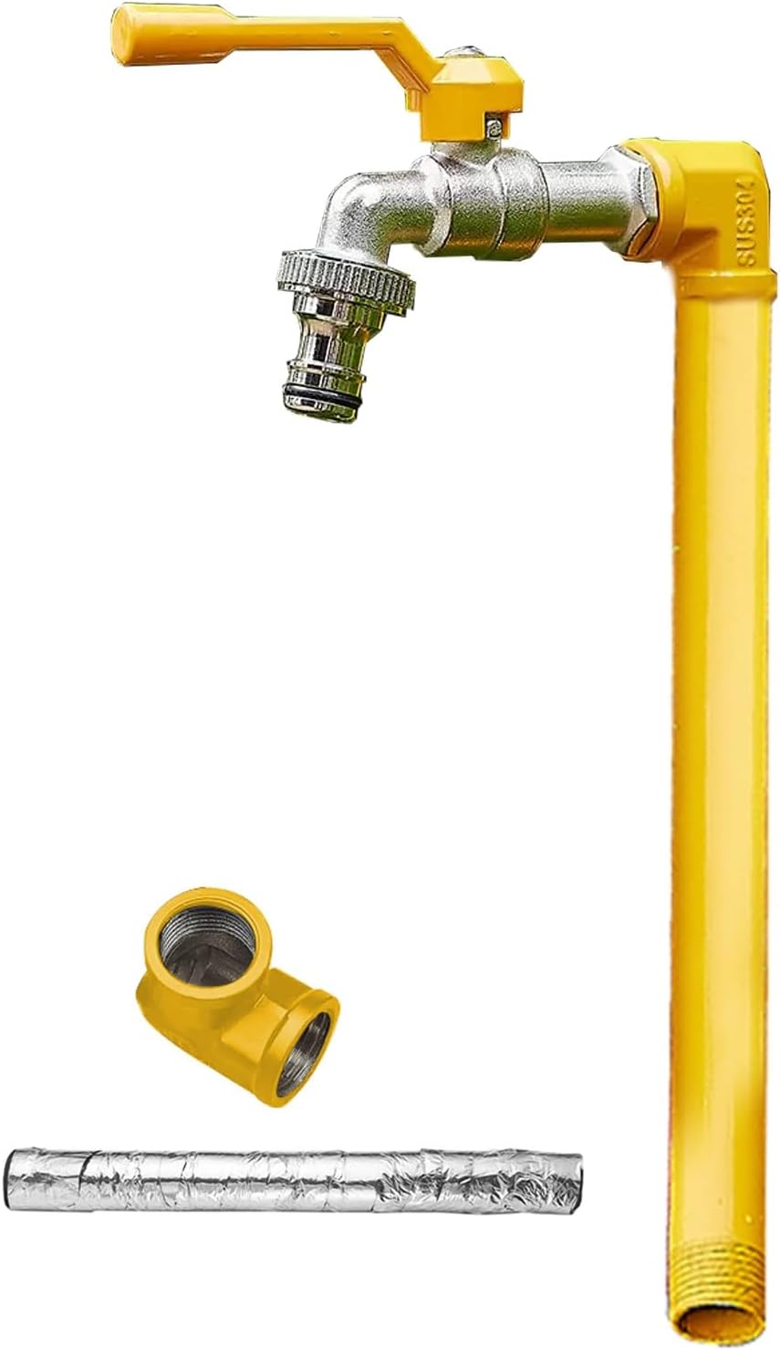 Floor Mounted Faucet Outdoor Water Pipe Vertical Fountain Irrigation Column,Stainless Steel 39in Freestanding Outdoor Water Column Faucet - Durable Anti-Freeze Garden Irrigation System, Effi