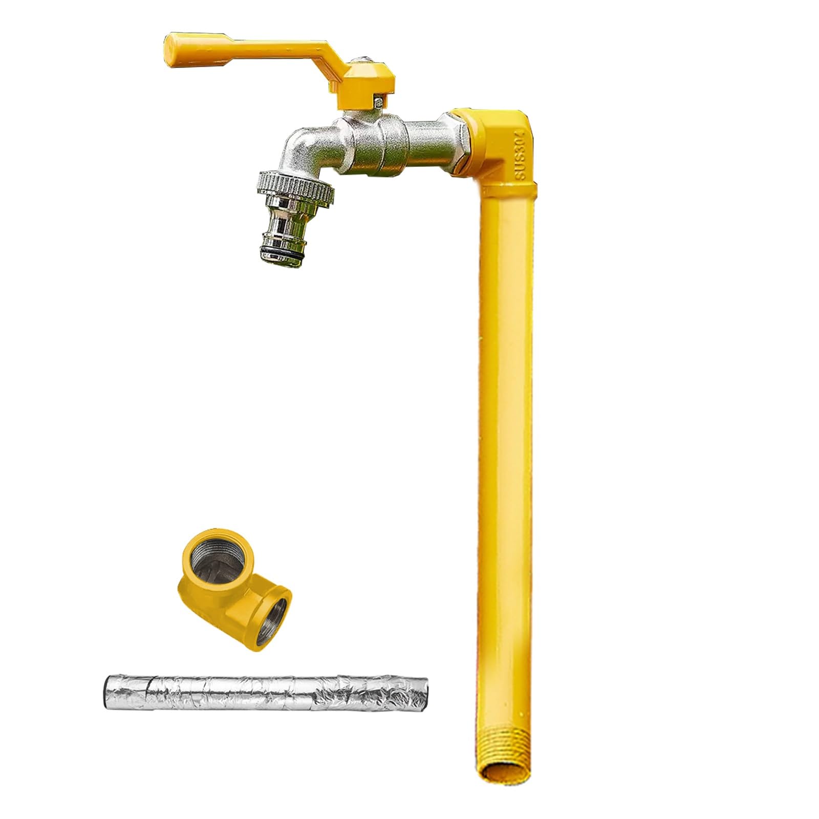 ZYCHSJXA Stainless Steel 304 Garden Water Column - 80 cm Self-Supporting Outdoor Faucet for Efficient Irrigation & Watering (Yellow)